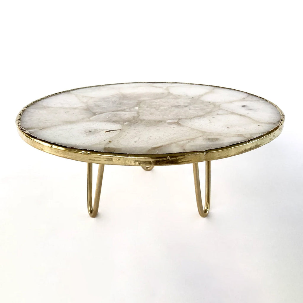 White Crystal Agate Cake Stand/Centrepiece/Display Stand/Tray 10" Round