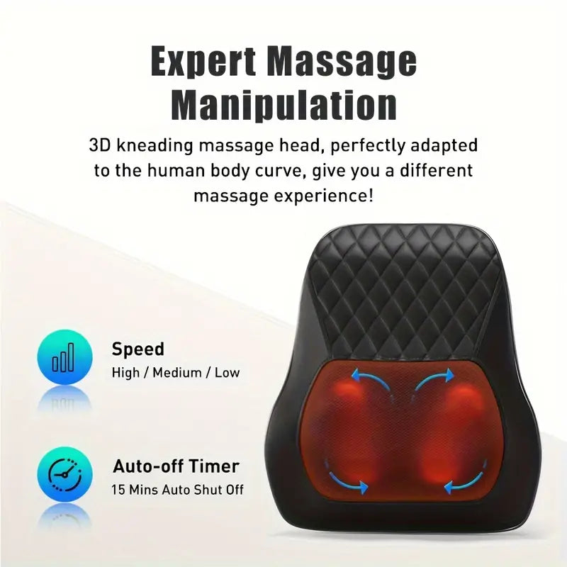 NNETM Cordless 3D Kneading Massage Pillow With Heat - Rechargeable Back Massager