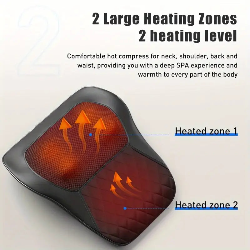 NNETM Cordless 3D Kneading Massage Pillow With Heat - Rechargeable Back Massager