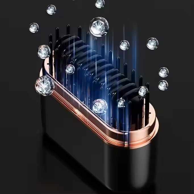 NNEDSZ Black Wireless Hair Straightening Brush with Adjustable Temperature - Model HK-118